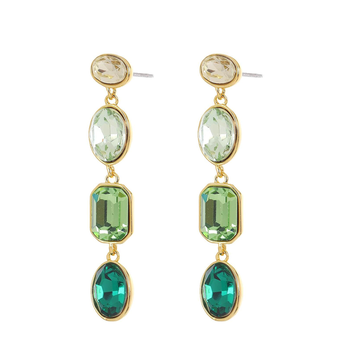 18K Gold Plated Green Crystal Drop Earrings E2029