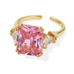 Adjustable Ring 14K Gold Plating & Cubic Zirconia Stones..R1939PINK