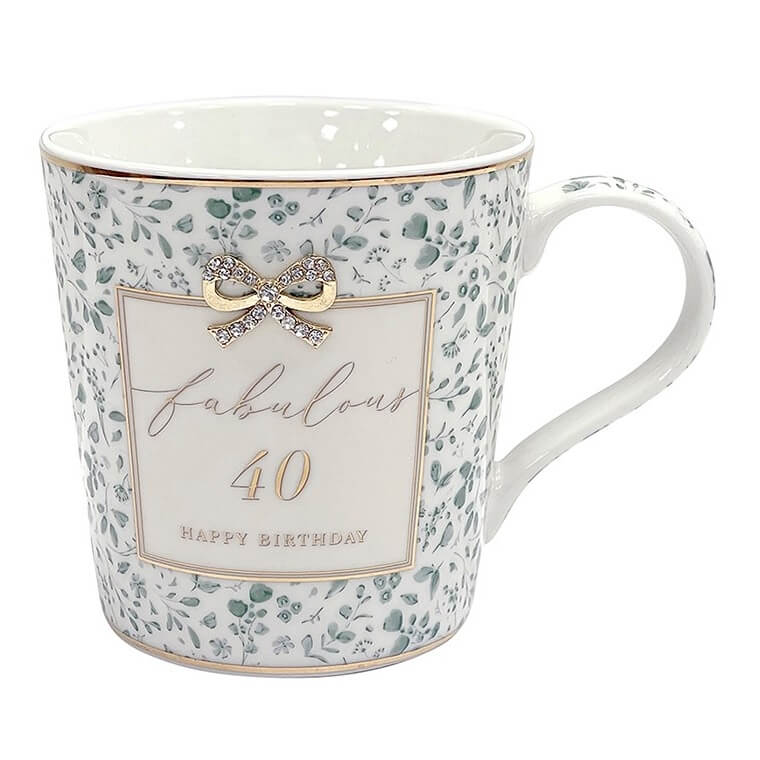 Green Hearts Design Mug 40th Birthday