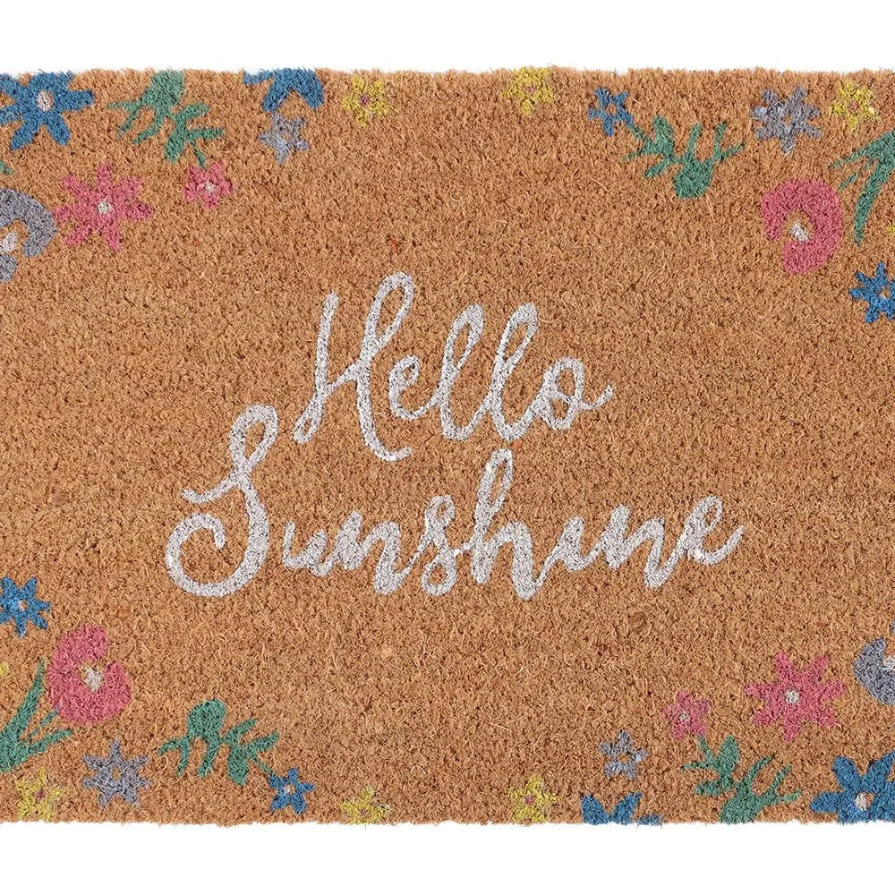 Floral Hello Sunshine Natural Coir Doormat