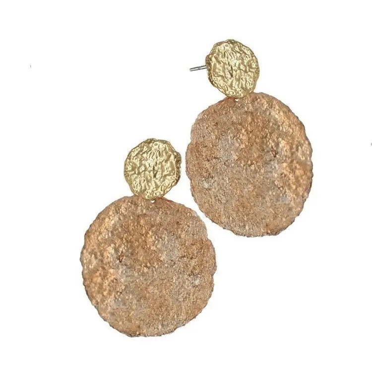 Eclipse of the Sun Earrings in Matte Gold and Caramel by Hot Tomato jewellery