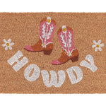 Howdy Pink Cowgirl Boot Coir Doormat