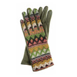 Khaki Green Craft Stitch Sampler Gloves
