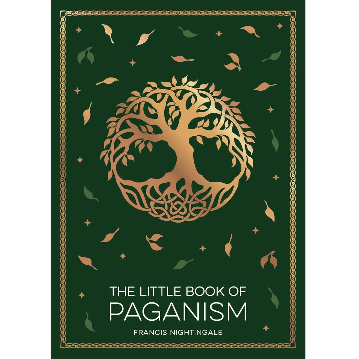 Book cover of 'The Little Book of Paganism' with a tree of life design on a green background