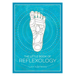 Book cover of 'The Little Book of Reflexology' by Lucy Fleetwood with a blue background and foot illustration.