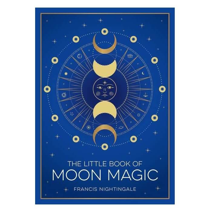 Book cover of 'The Little Book of Moon Magic' with celestial design on a blue background