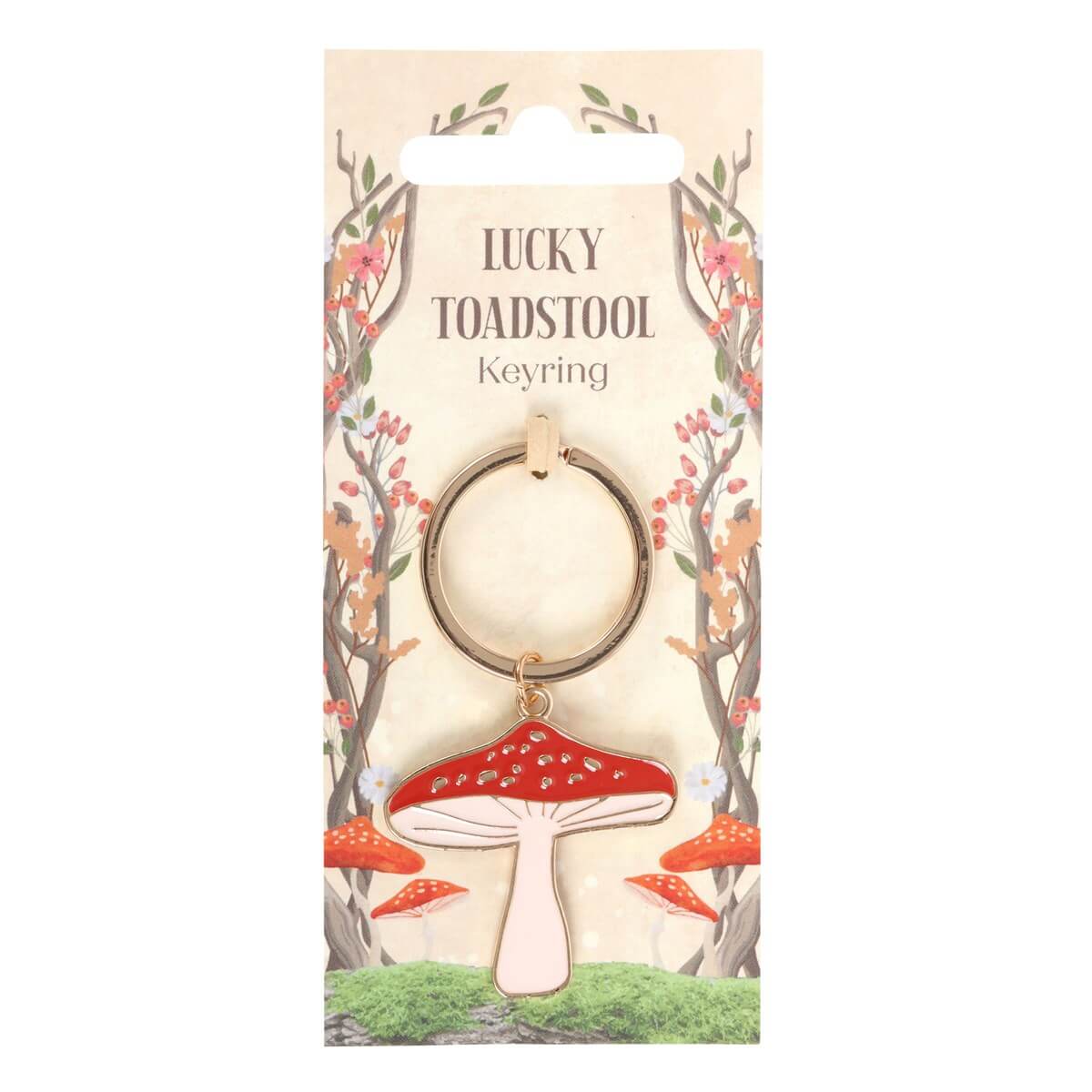 Lucky Toadstool Mushroom Metal Keyring