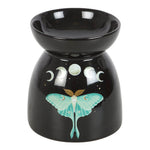 Luna Moth Wax Melt Warmer and Oil Burner in Black Ceramic