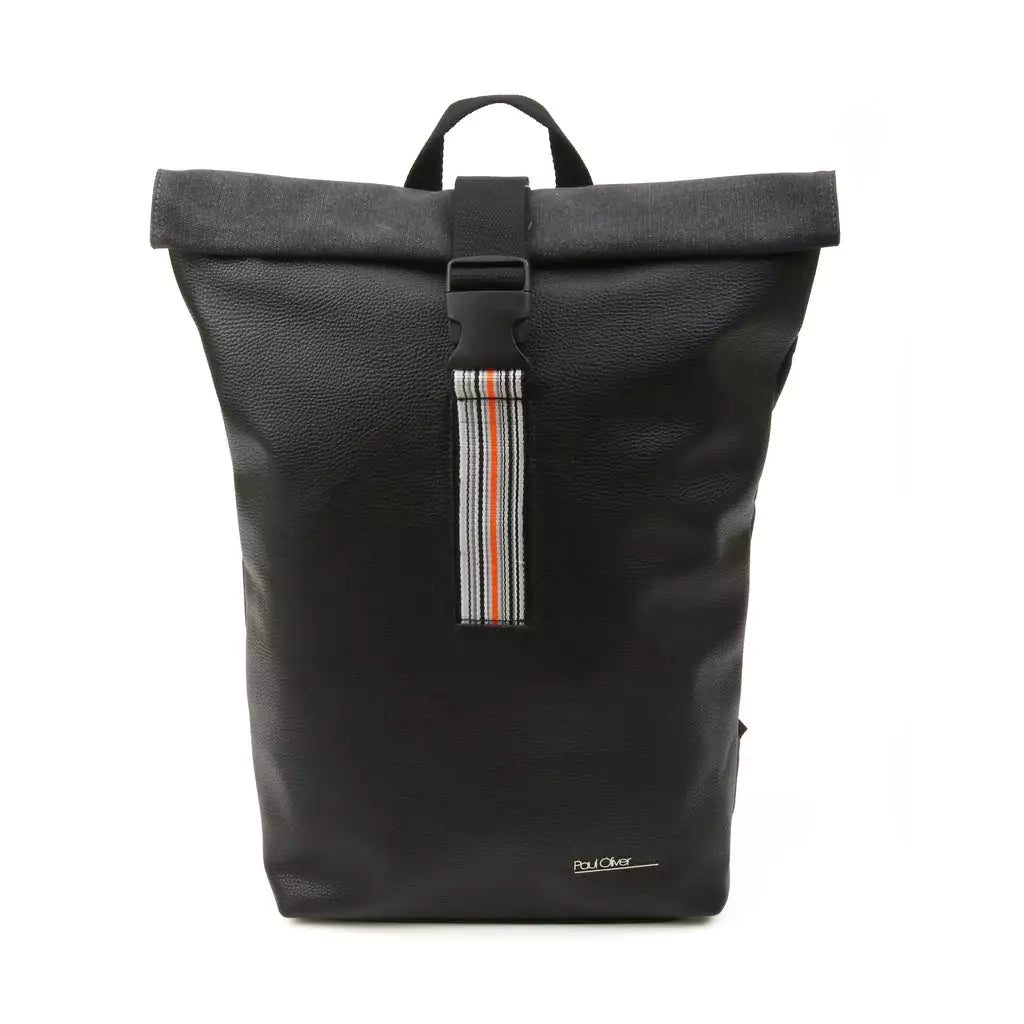 Mens Roll Top Backpack With Orange Stripe by Paul Oliver