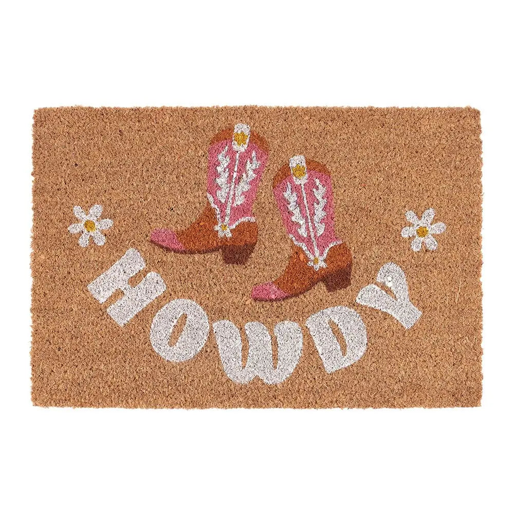 Natural Cowboy Boot Howdy Coir Doormat