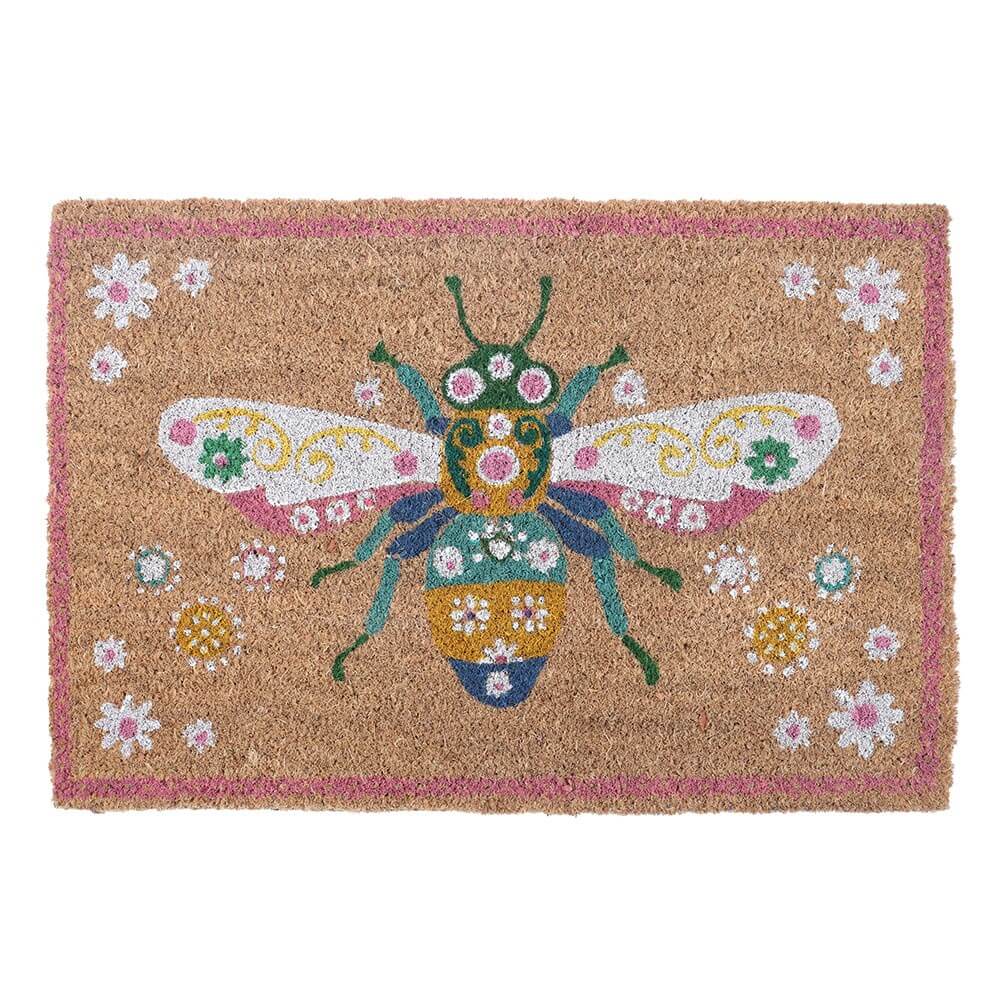 Buy Natural Floral Bee Coir Doormat in Southend