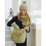 Green Artichoke colour Park Lane Faux Fur Scarf SC1436