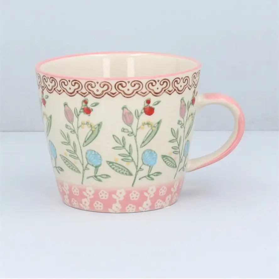 Pink Band Rosehip Stoneware Mug