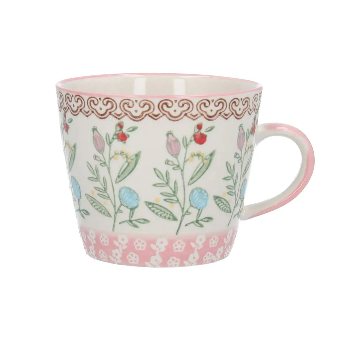Pink Band Rosehip Stoneware Mug by Gisela graham outhend
