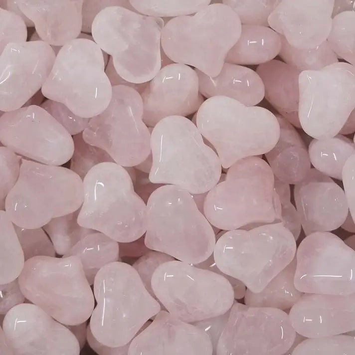 Mini Rose Quartz Crystal Heart Token