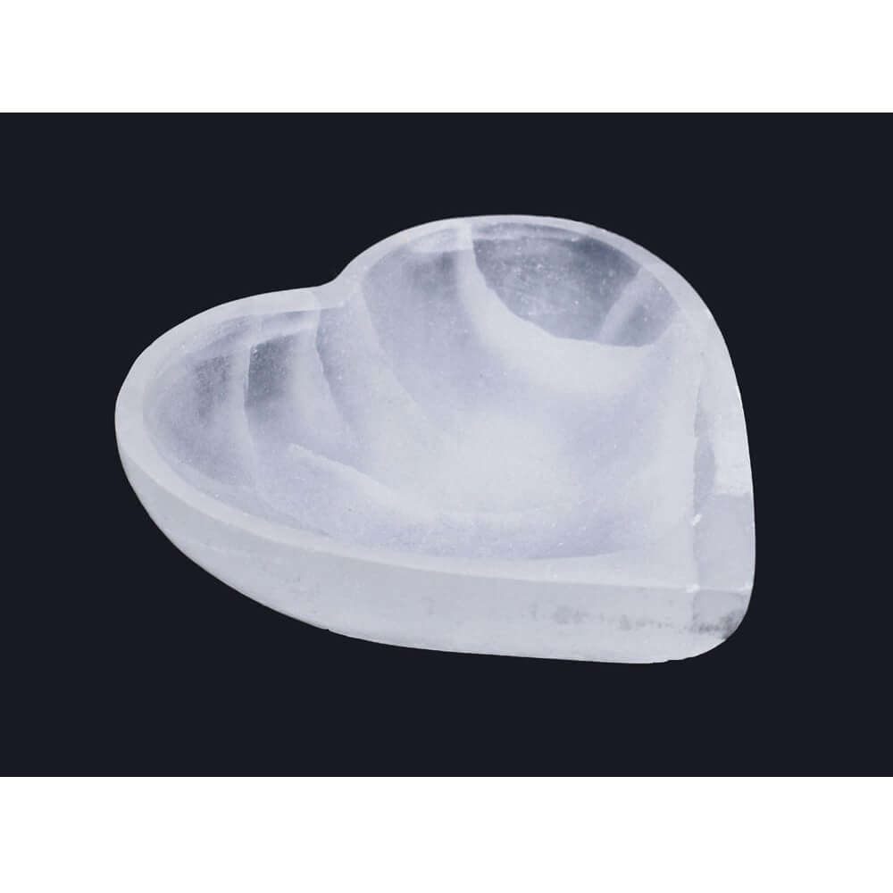Polished Selenite Heart Bowl 10cm