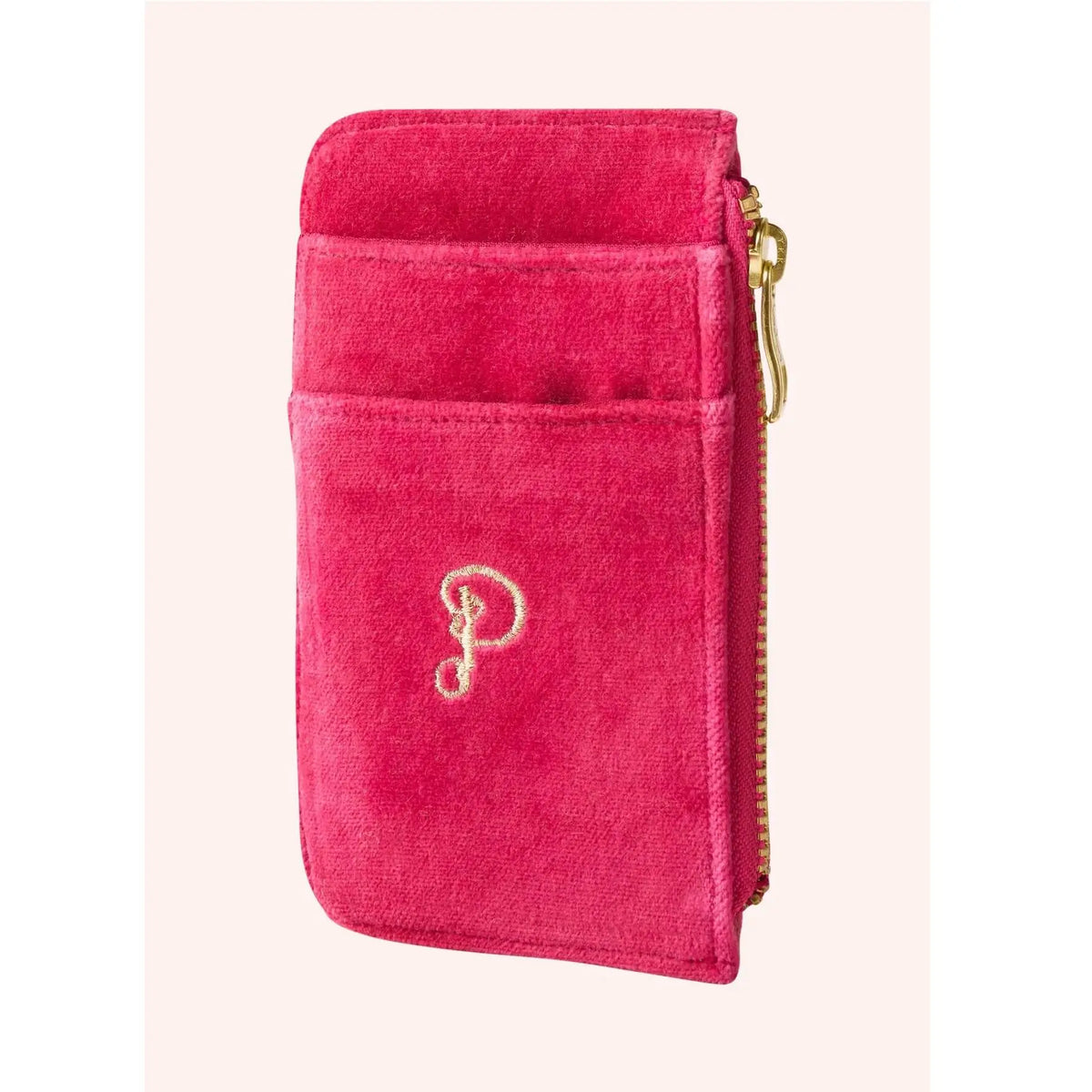 Fuchsia Pink Ikat Tiger Velvet Card Holder