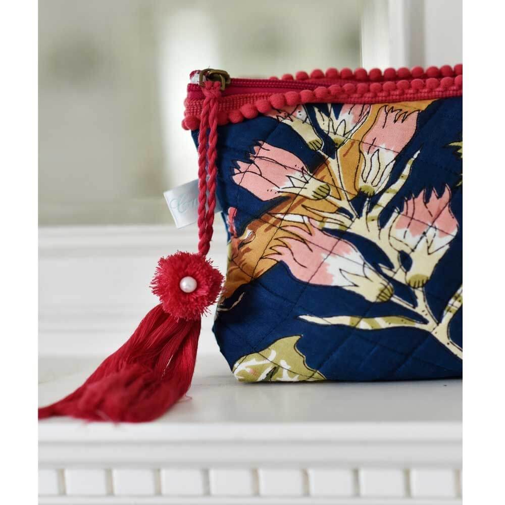Blue Carnation Lined Wash Bag