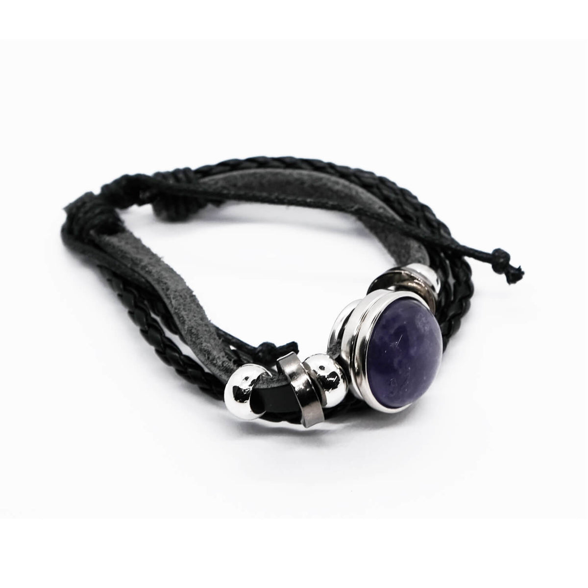 Mlti strand Leather and Amethyst Bracelet