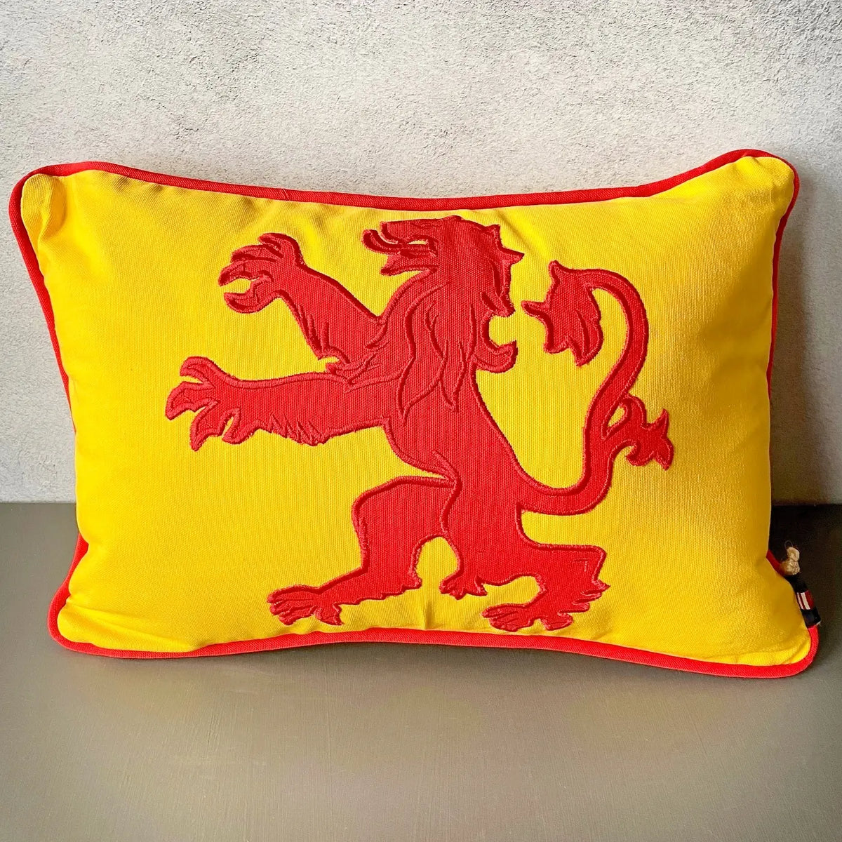 Red and Yellow Lion Rampant Scottish Banner Cushion