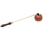 Red apple design candle snuffer with long, hinged handle