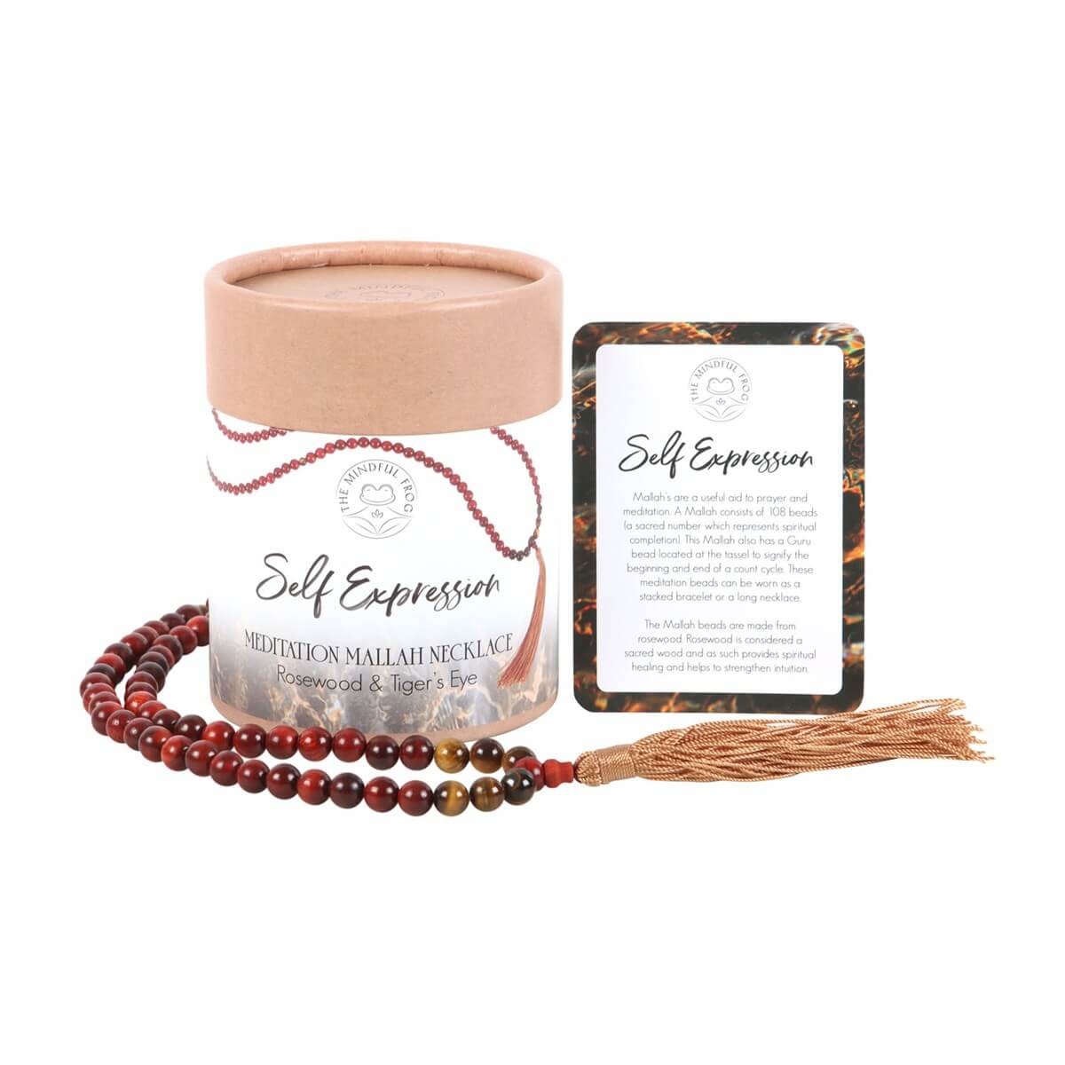 Rosewood and Tiger's Eye Mallah bead Necklace with Gift Presentation Box