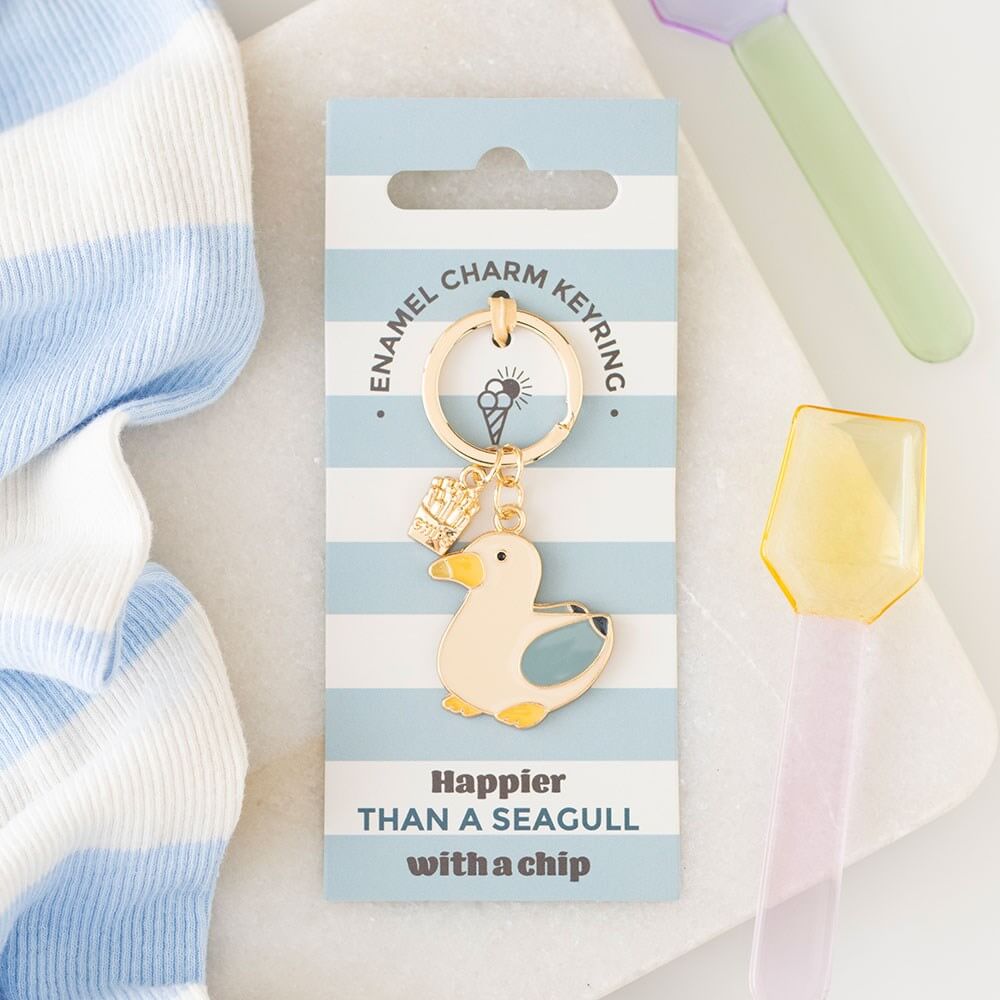 Seagull and Chips Seaside Keyring