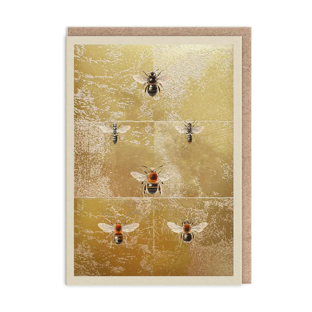 Buy gold foil Bees Greeting Card in Southend