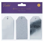 Christmas Silver Gift Tag Foil and Glitter Pack of9