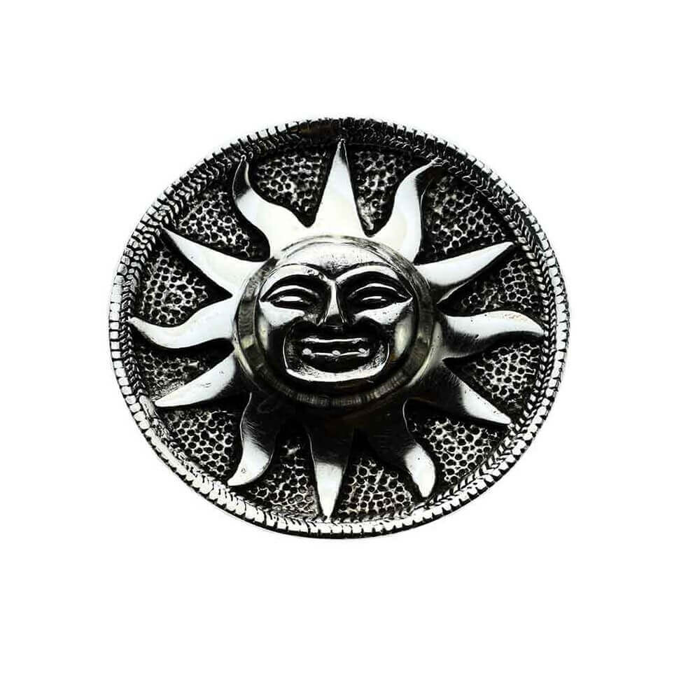 Round Silver Sun Face Incense Stick Holder and Ash Catcher in Southend