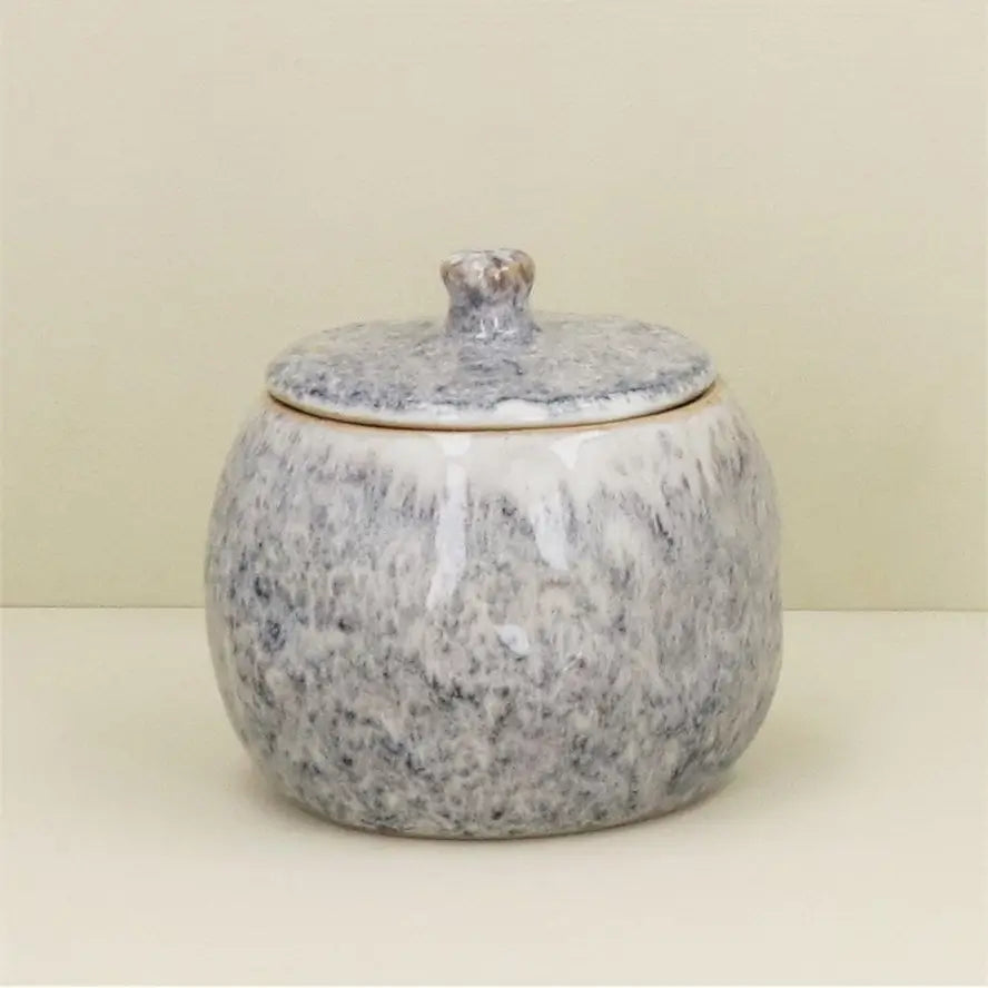 Gisela graham Small Blue Speckled Stoneware Pot with Lid to buy in Southend