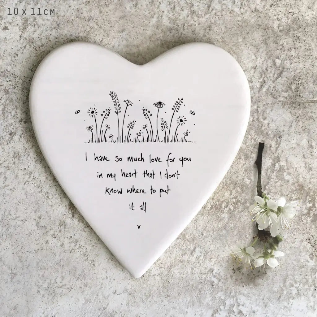 So Much Love For You Porcelain Heart Coaster by East of India in Southend