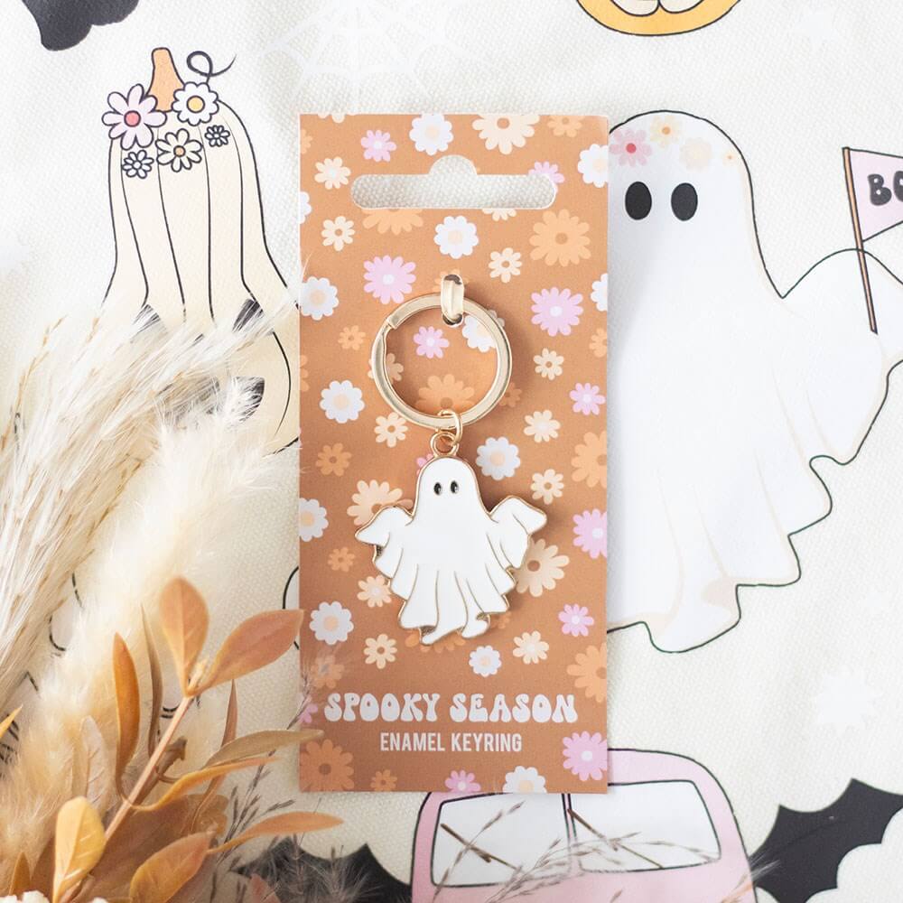 Spooky Season Ghost Enamel Keyring