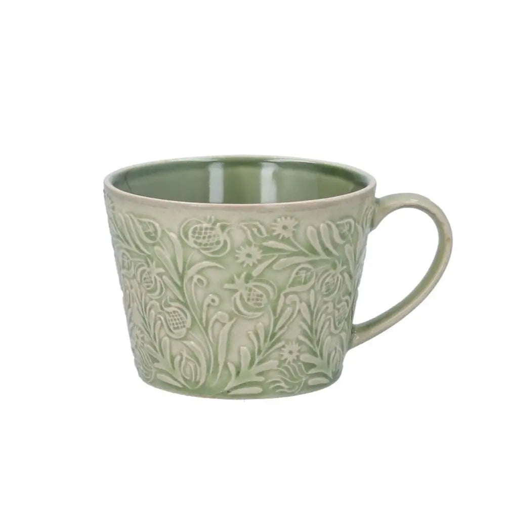 Country Flowers Green Stoneware Mug by Gisela Graham Southend stockist shop Under the Sun