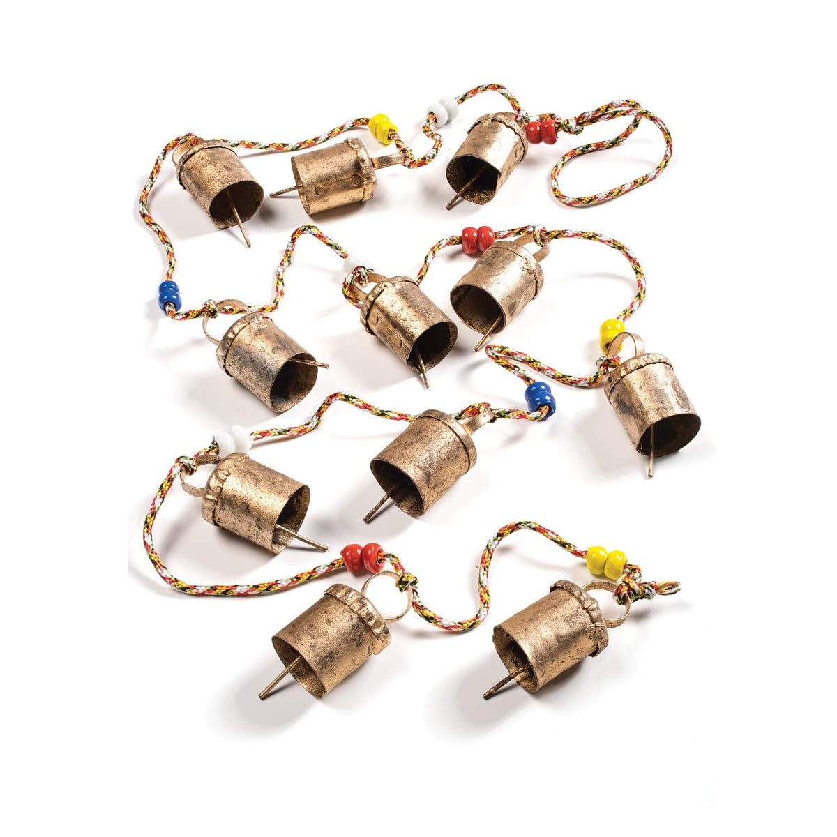 A String of Traditional Gold Coloured Metal Indian Bells with Beads