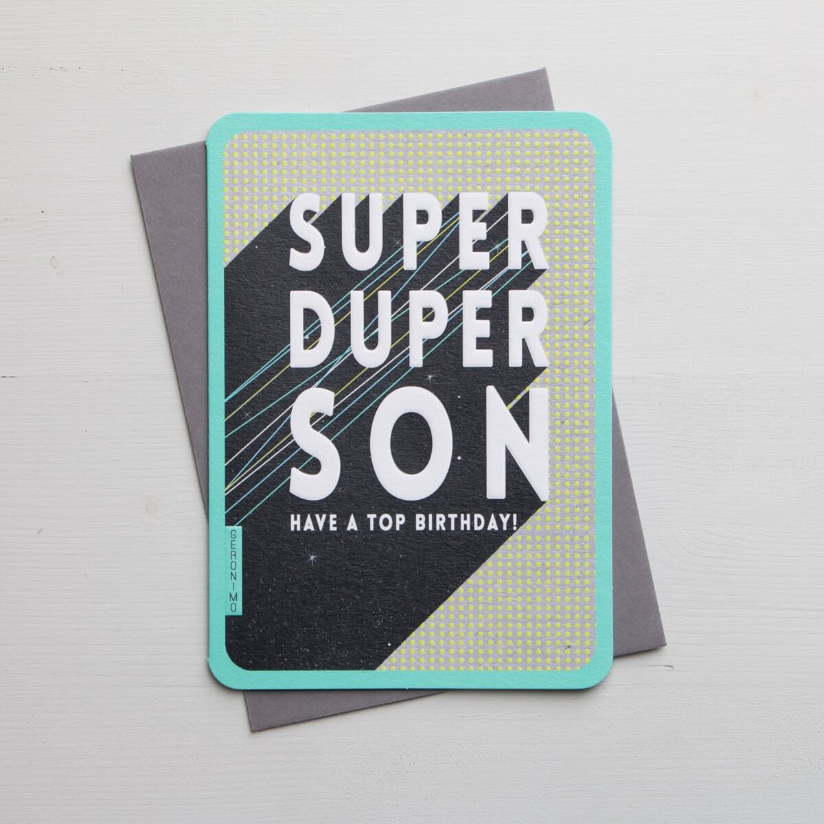 Super Duper Son Birthday Card by Art File to buy in Southend at Under the Sun card shop