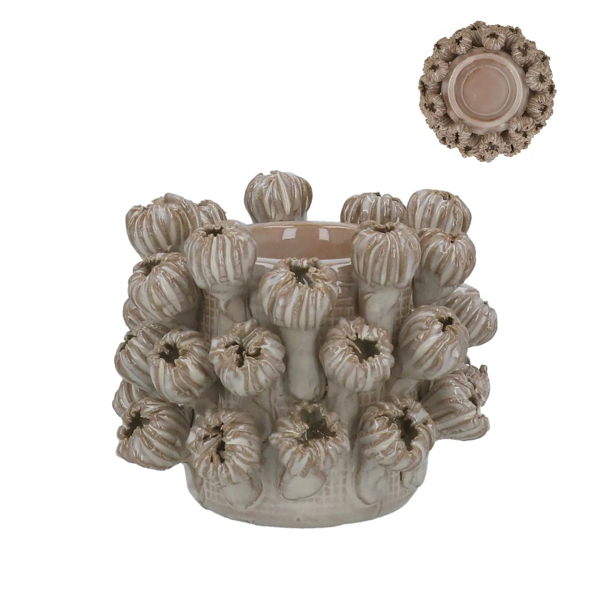 Taupe Porcelain Seed Head Tealight Holder
