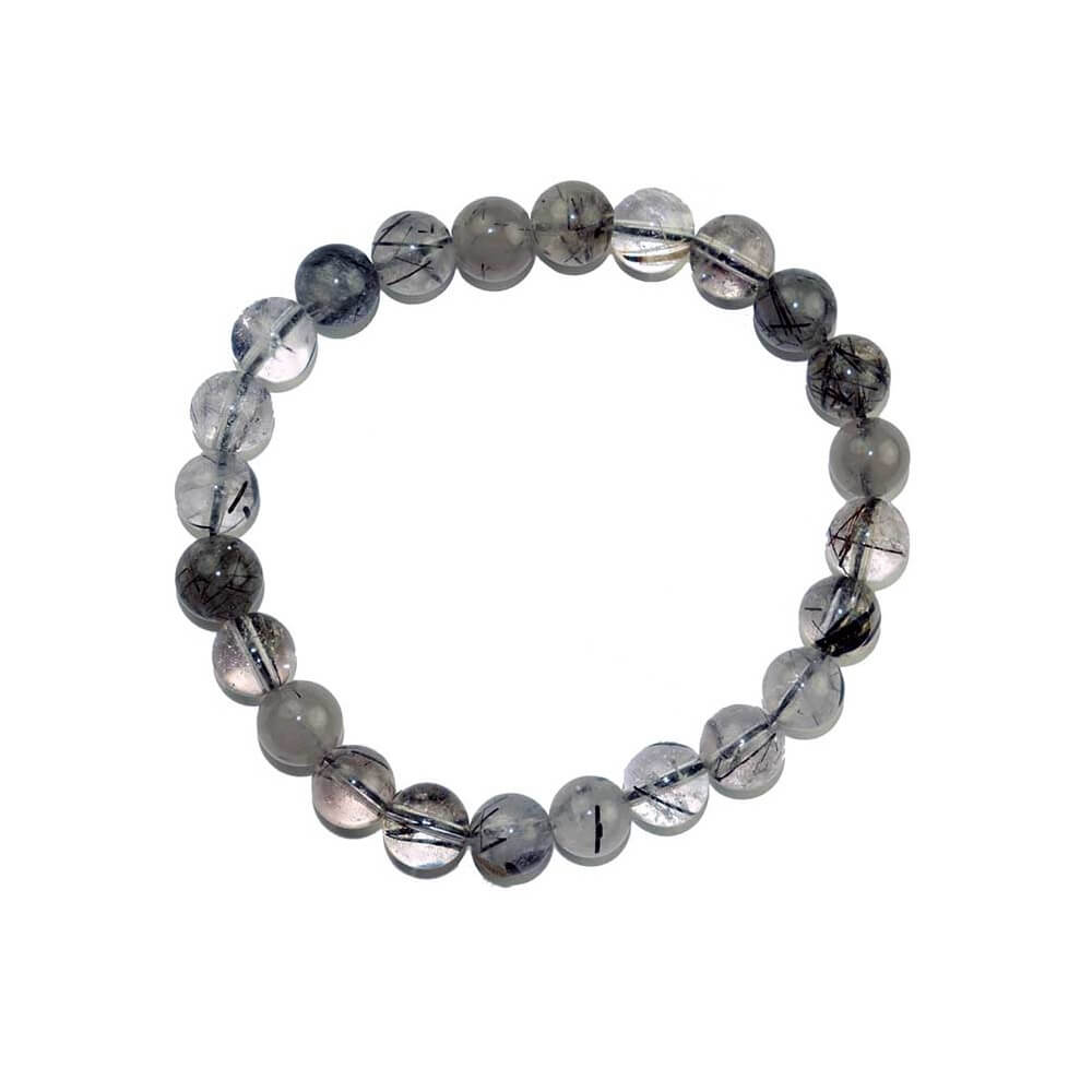 Tourmalated Quartz Gemstone 8mm Beaded Bracelet