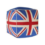A cube shaped Union Jack Marine Coloured Flag Design Pouffe Footstool