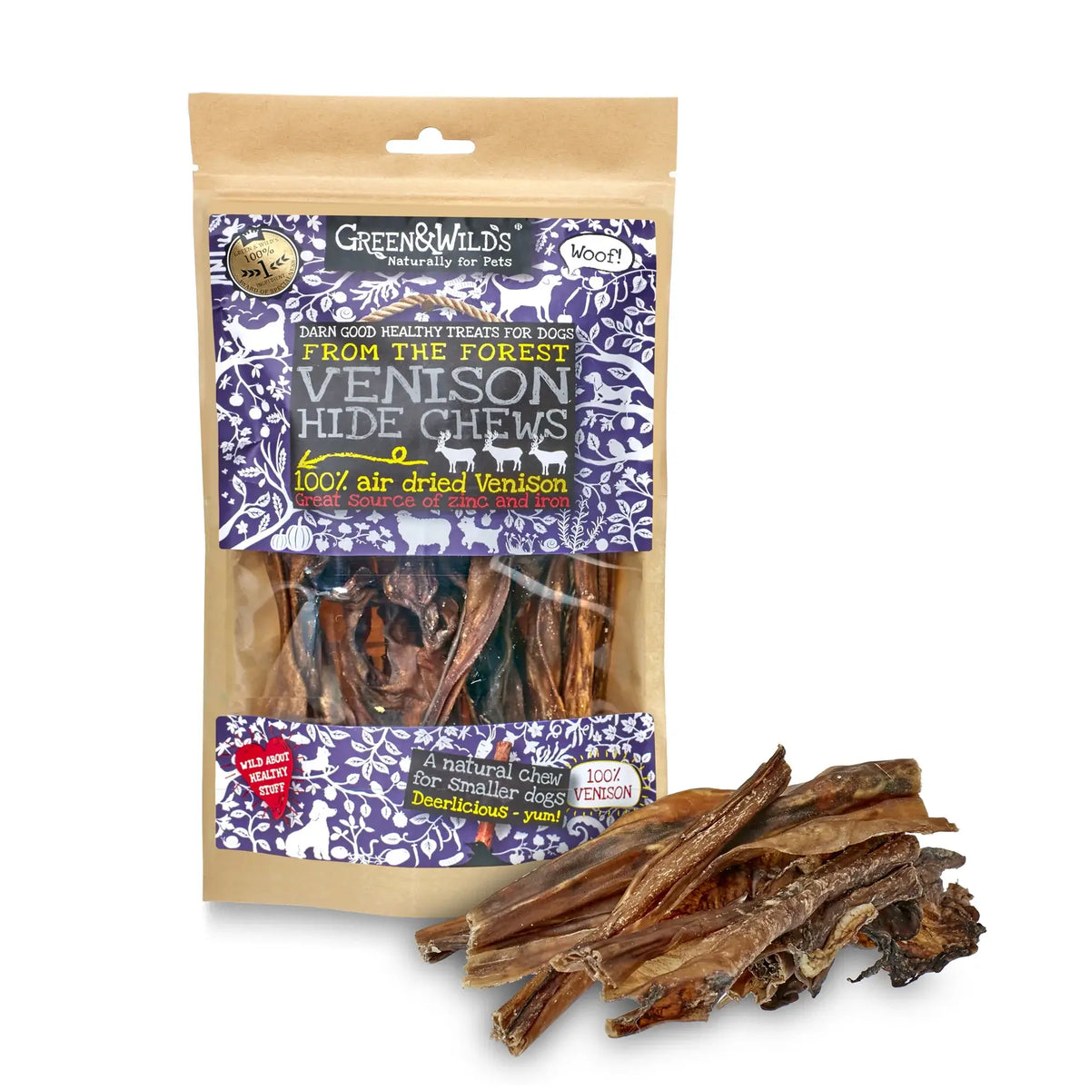 Buy healthy Venison Hide Dog Chew by Green & Wilds in Southend at Green and Wilds stockist shop Under the Sun