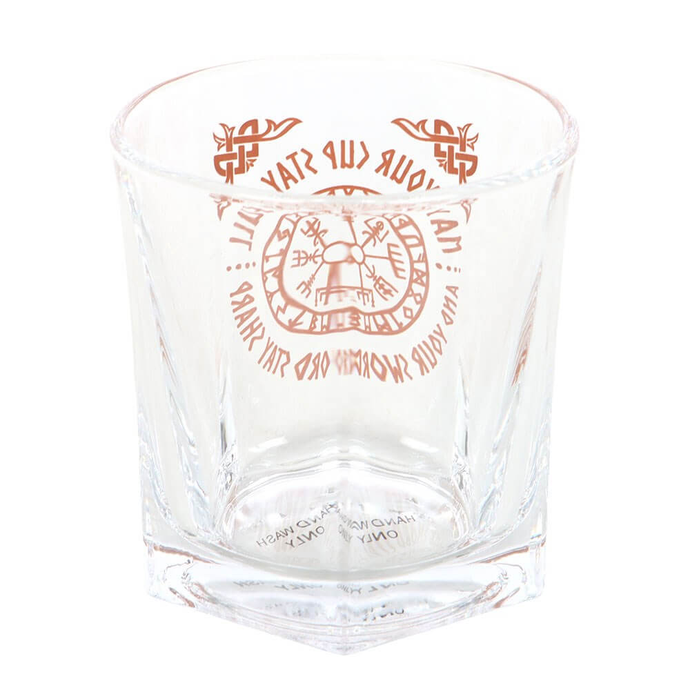 Viking Compass Lowball Drinking Glass with Coaster