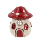 Village Pottery red and white Toadstool House Tealight Candle Holder
