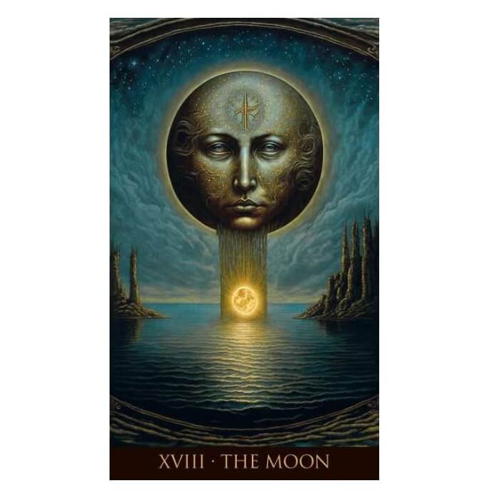The Moon Tarot Card from Whispers of Time Tarot Deck