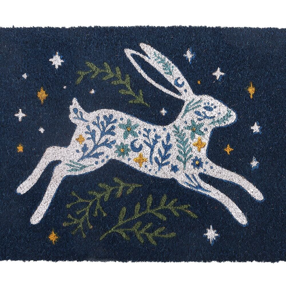 Blue Leaping Hare Doormat