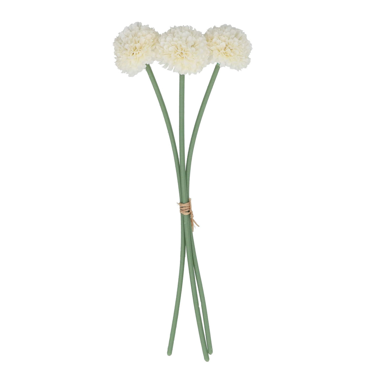 Bunch of 3 White Mini Ball Chrysanthemum Faux Flower Picks by Gisela Graham