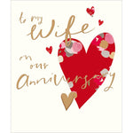 Wife Anniversary Card with Red Heart