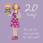Wine and Cake 20th Birthday Card ESB382