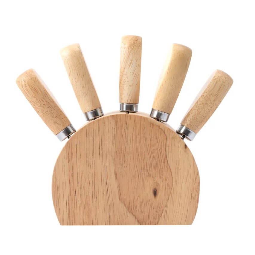 Wooden Cheese Knife Block Set of 5 Knives