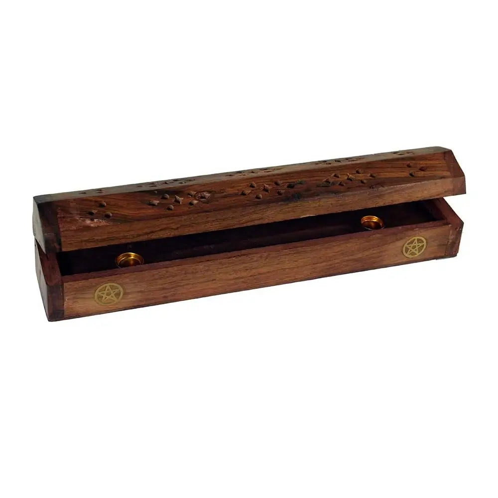 Wooden Incense Box with Brass Pentagram
