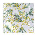 Yellow mimosa flower design paper napkins by Gisela Graham